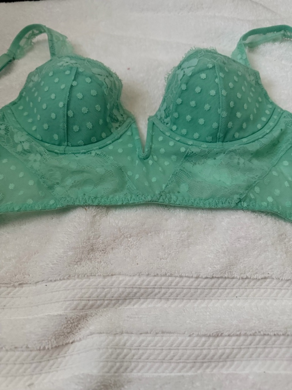 Victoria’s Secret Turquoise Polkadot lace Corset Bra 32C